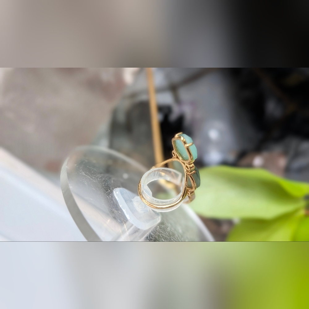 Faceted Green Aventurine & Agate Crystal Ring sz6 - Picture 5 of 15